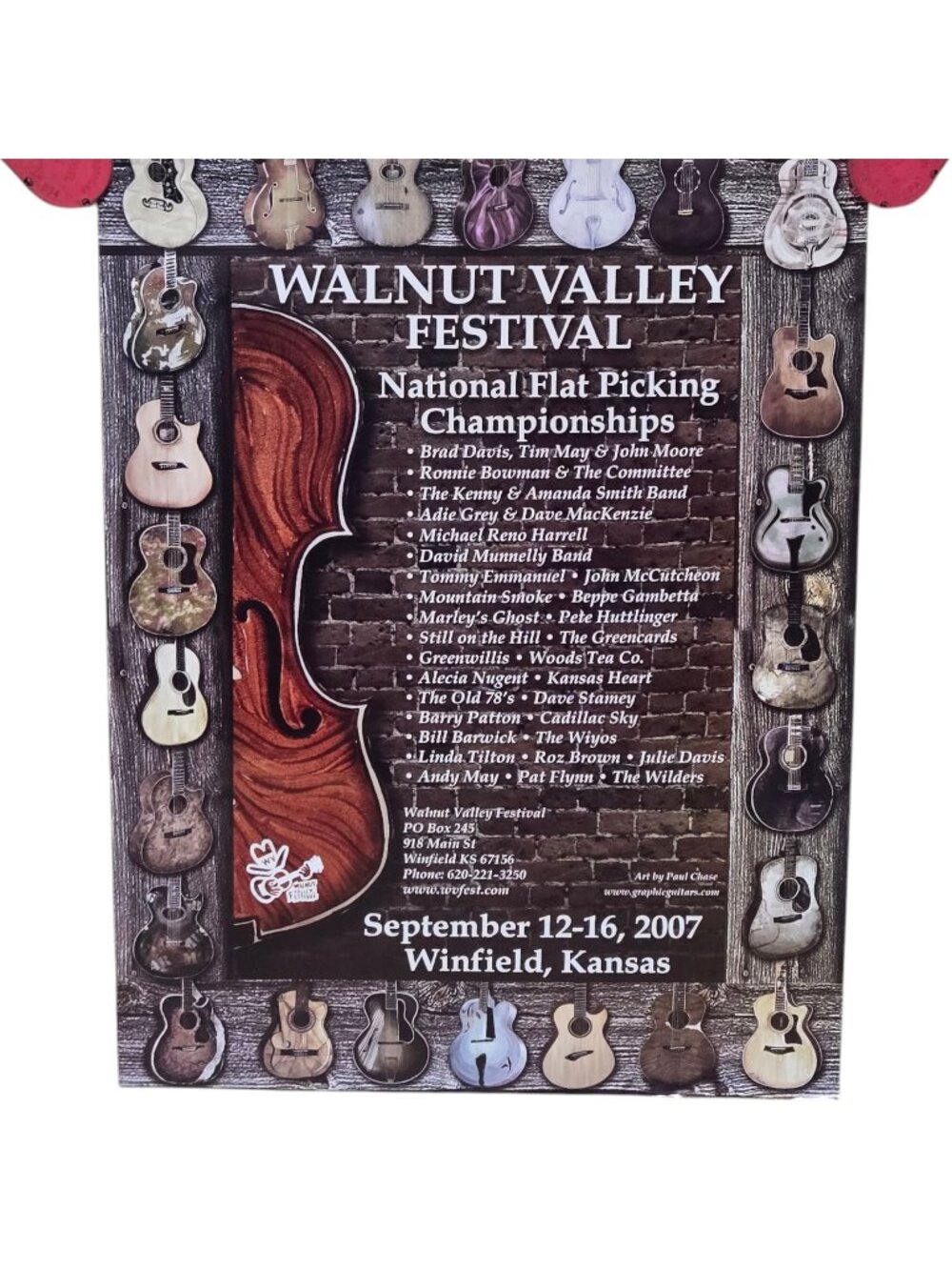 Walnut Valley Festival 2007 Poster Guitar Flat Picking Championships Winfield KS